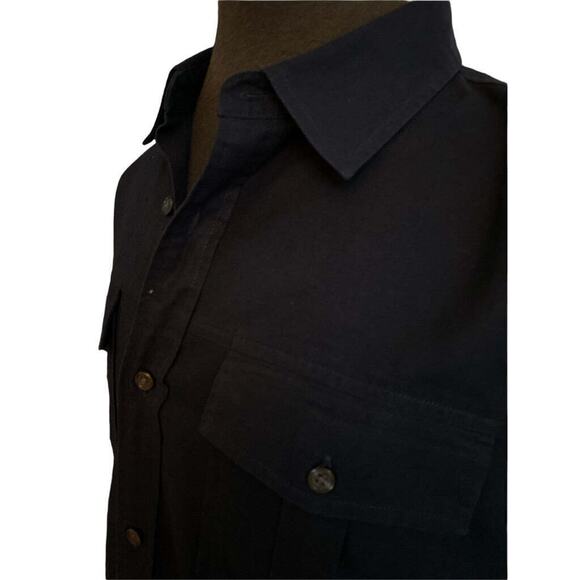 Medium Michael Kors Mens Linen Blend Button Down Shirt Roll Tab Sleeves - Picture 2 of 5